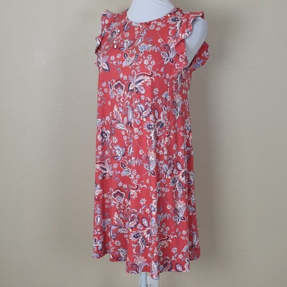 LOFT Floral Paisley Ruffle Jersey Dress NEW - Picture 3 of 8